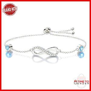 Sterling Silver Infinity Birthstone Bracelet Adjustable Slide Clasp